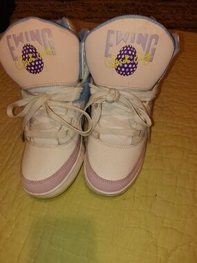 EWING Women’s High-Top Athletic Sneakers in White and Light Pink